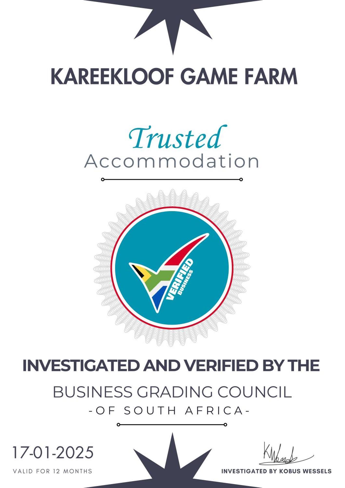 Kareekloof Game Farm Villa Derby Eksteriør bilde